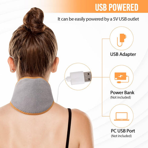 USB Neck Heating Pad for Car Travel Heated Neck Wraps Pain Relief Warm Hot Compress Electric Neck Heat Pad for Soreness Stiffness Cervical Spondyl...