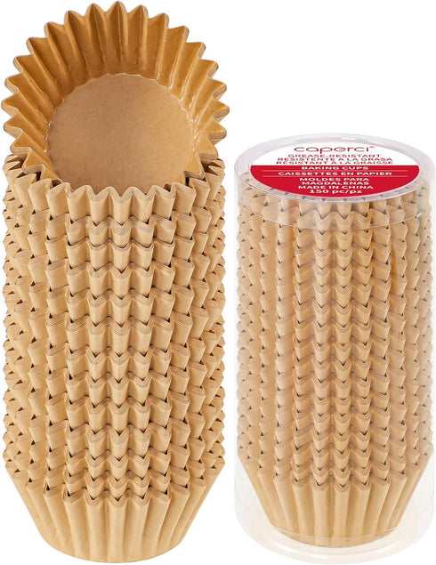 Caperci Heavy Duty Standard Natural Cupcake Liners 150 Counts - Grease-Resistant Paper Muffin Baking Cups, Odorless, No Muffin Pan Needed, Easily ...