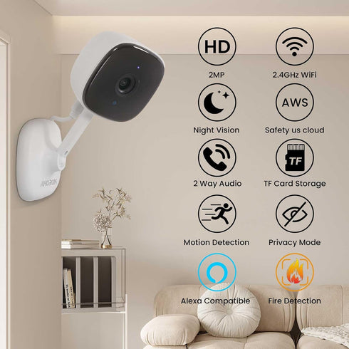 WiFi Indoor Camera for Home Security, 24/7 Recording Camera for Office/House/Apartment Surveillance,SD Card/Cloud Storage, 2-Way Audio,Night Visio...