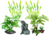 Fish Tank Decorations Set, Aquarium Buddha Statue Decorations and Aquarium Artificial Plastic Plants Set, Betta Fish Tank Accessories Aquarium Pla...