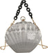 Women Mini Seashell Evening Clutch Top-Handle Bag Chain Strap Cross-body Shoulder Bag...