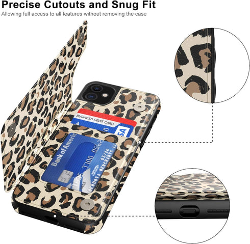 LETO for iPhone 12 Pro Case,iPhone 12 Case,Flip Folio Leather Wallet Cover with Fashion Flower Designs for Girls Women,Built-in Card Slots Kicksta...