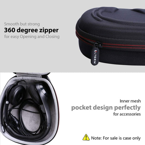 LTGEM Hard Headphone Case for Logitech H390, H430, H570e / JLab Go Work, JIAMQISHI, EAGLEND, FEABASK Headset (Inside:6.8"x7"x2.9") - Black+Grey...