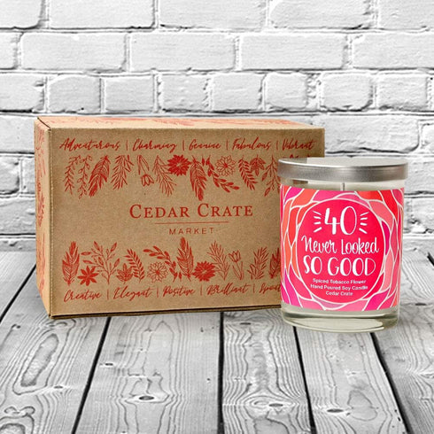 40 Never Looked So Good | Spice, Tobacco Flower, Sandalwood | Scented Soy Candles | 10 Oz. Jar Candle | Made in the USA | Decorative Aromatherapy ...