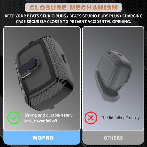 Secure Lock Case for Beats Studio Buds (2021) / Beats Studio Buds + Case Cover (2023), WOFRO Shockproof Protective Skin for Beats Studio Buds Plus...