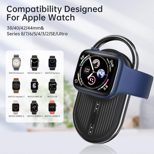 Portbale Charger for Apple Watch -YoFew Wireless Magnetic iWatch Charger 1200mAh Power Bank Travel Keychain Accessories for Apple Watch Series 9/8...