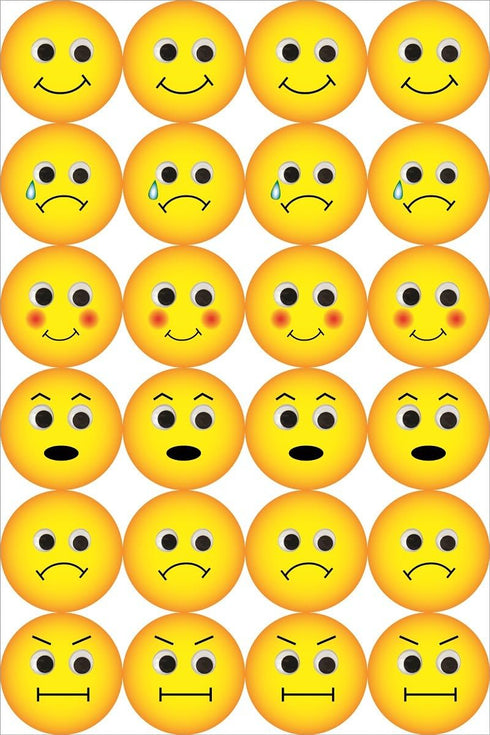 Hygloss Emotion Stickers - 1 Inch Emoticon Sticker Yellow – 480 Pieces (24 Per Sheet, 20 Sheets) - Emotion Sticker for Kids - Feelings Mood - Bulk...
