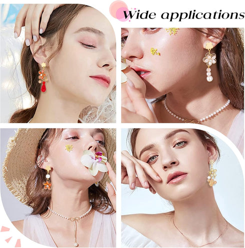 Beebeecraft 1 Box 80Pcs 4 Style Flower Stud Earring Findings 24K Gold Plated Flower Ear Studs with Loops Spring Earring Component for Mother’s Day...