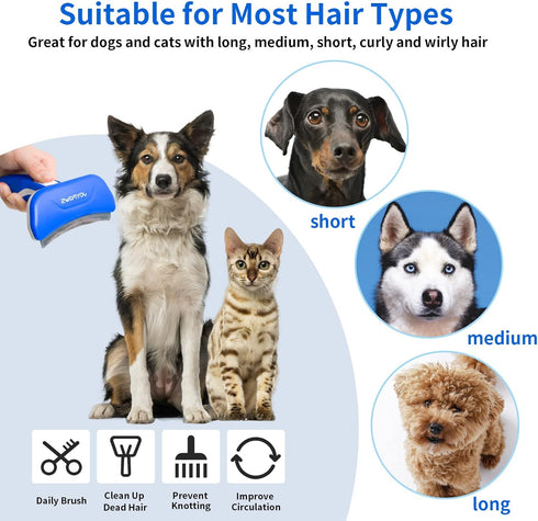 Upgraded Pet Self Cleaning Curved Deshedding Tool, Effectively Reduces Shedding by Up to 95%, Professional Grooming Brush for Small or Medium Dogs...