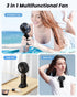 Portable Handheld Fan, 4000mAh Battery Operated 3 in 1 Multifunction Personal Travel Fan with Digital Display, 90° Foldable Desk Fan with Base, 5 ...