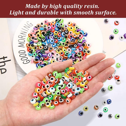 24 Style 800 pcs Evil Eye Beads for Jewelry Making, Evil Eye Charms with 1mm Hole...