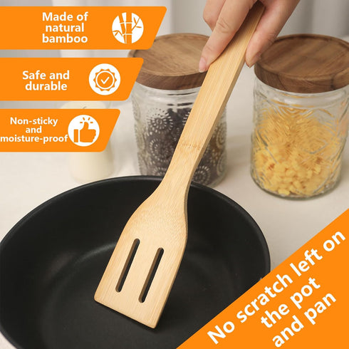 6PCS Bamboo Kitchen Utensils, Bamboo Spatula Spoons Bamboo Cooking Utensils Set for Home Kitchen Housewarming Holiday Gift...