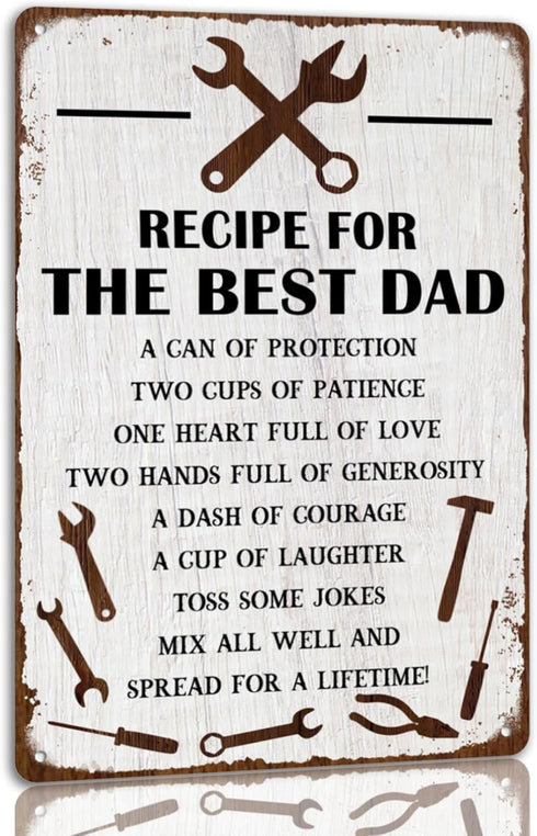 Recipe For The Best Dad Tin Sign Fun Workshop Metal Signs Unique Father's Day Wall Decor Gift For Dad 8x12 Inch...