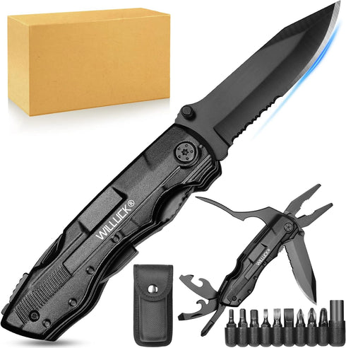 Gifts for Men,Multitool Pocket Knife with Blade,Stocking Stuffers for Men,Christmas Valentinens Day Fathers Day Birthday Gifts for Men Him Dad Hus...