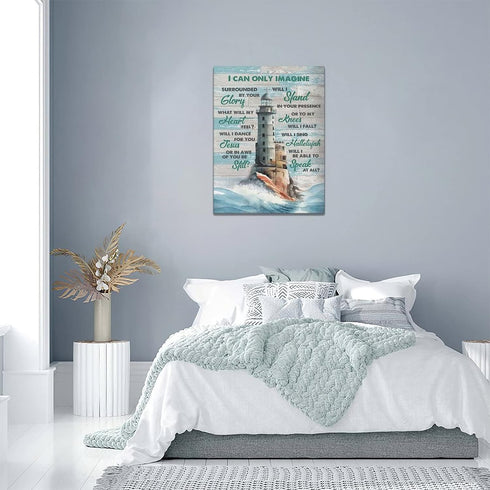 Lighthouse Wall Art Nautical Decor Coastal Ocean Pictures Wall Decor Lighthouse Christian Scriptures Canvas Painting Prints I Can Only Imagine Mod...