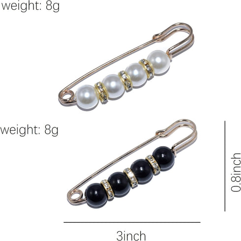 2Pieces Safety Pins Faux Pearl Brooch Pins for Women for Collar Sweater Shirt Shawl Lapel Pin...