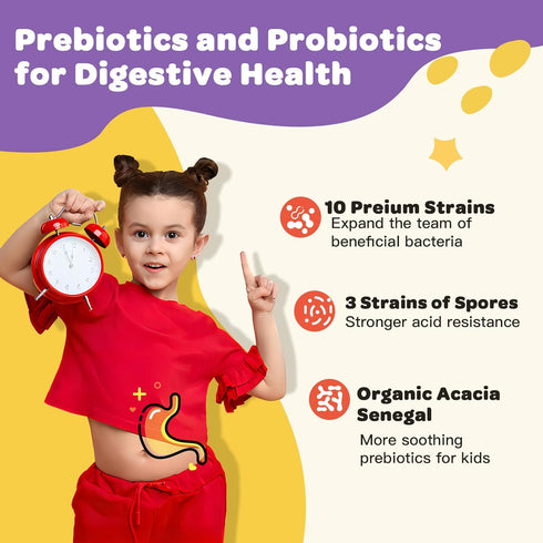 Kids Probiotic Chewables for Digestive Health with 5 Billion CFUs, Prebiotics and Probiotics for Kids for Gut Health, Immune Support, Nutrient Abs...
