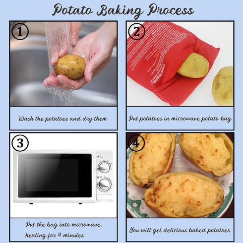 4 PCS Red Microwave Potato Bag Reusable Microwave Cooker Bag Baked Sweet Potato Corn Bag Pouch for Kitchen...