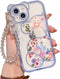 Case for iPhone 11 Pro Max with Cute Flowers Bear Pattern, Camera Protector, Clear Case and Lovely Strap Bracelet Chain for Girls Women, Compatibl...