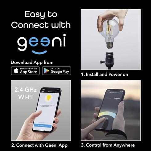 Geeni Smart Light Bulb - Alexa and Google Home Compatible, Tunable White LED Programmable and Dimmable Wifi Light Bulb, App Controlled (G25-2 Pack...