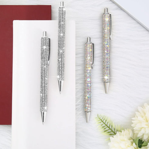 4 Pcs Bling Pen Rhinestone Pen Diamond Pens Metal Ballpoint Pens Bedazzled Pen 4 Pcs 1.0mm Pen Refills for Women Office Birthday Kids Students Gif...