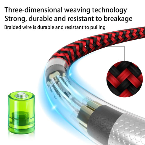 USB C to USB C Cable Nylon Braided 60W 3/3/6/6/10 FT USB Type C Fast Charging Cable for iPhone 15/15 Plus/15 Pro Max, MacBook Pro, iPad Pro Air, S...