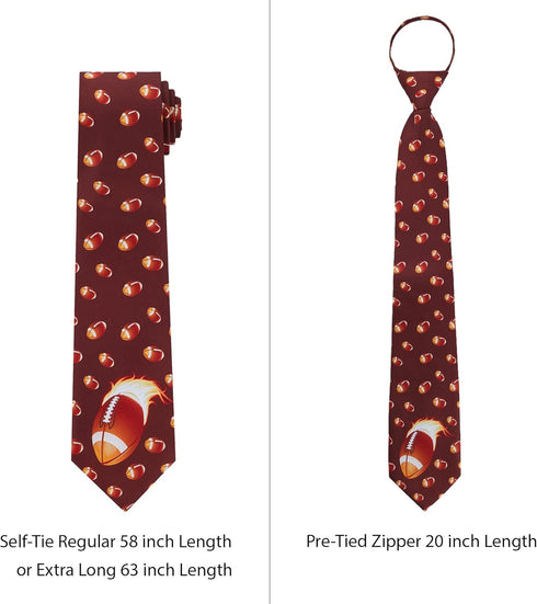 Jacob Alexander Men's Football Flaming on Fire Regular Length Neck Tie - Brown...