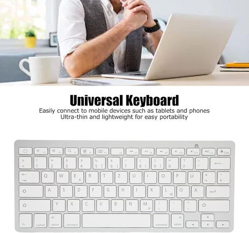 PUSOKEI Bluetooth Keyboard, QWERTZ German Keyboard, Portable Slim Silent Keyboard, Stable Connection, Keyboard for iOS, Android, Windows, German L...