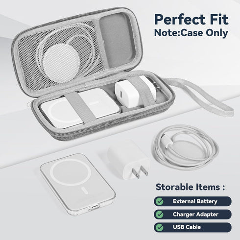 Case Compatible with Apple MagSafe Battery Pack, Hard Travel Case for MagSafe Magnetic Power Bank for iPhone 14/13/12, Extra Mesh Pocket Fits Powe...