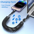 Coiled iPhone Charger Cord for Car Retractable Fast Charging Cable Compatible with iPhone 15/14/13/12/11 Pro Max/XS MAX/XR/XS/X/8/7/Plus/6S/Plus/i...