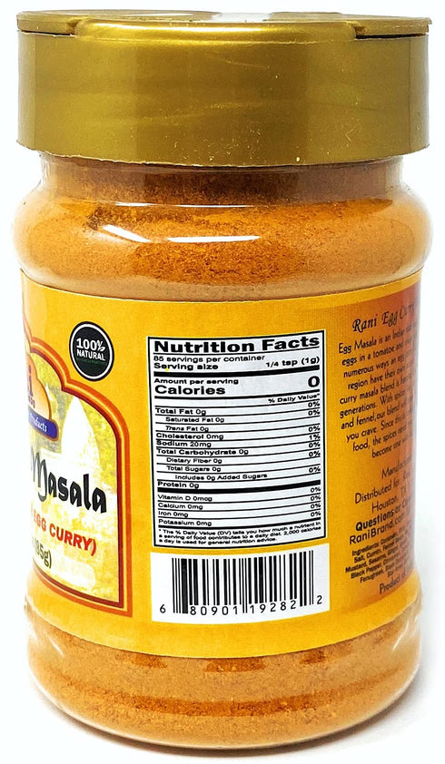 Rani Egg Curry Masala Indian 21-Spice Blend 3oz (85g) PET Jar ~ Shaker Top For Your Eggs or Tofu Scramble | All Natural | Vegan | Gluten Friendly ...