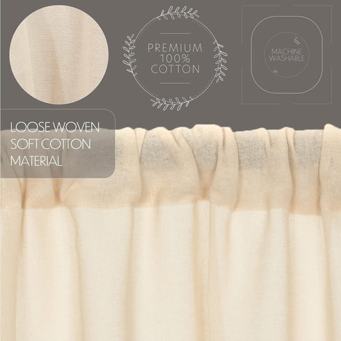 VHC Brands Farmhouse 16"x72" Valance Natural Rod Pocket Kitchen Window Curtain...