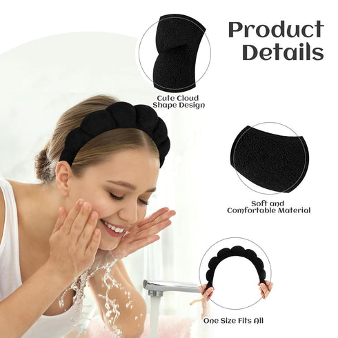 Women Spa Headband for Washing Face Makeup Headband Puffy Sponge Headbands Skincare Headbands for Women Girls Terry Cloth Headband for Skincare Ma...