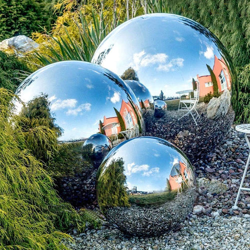 Stainless Steel Gazing Ball, 6 Pcs 50-150 mm Mirror Polished Hollow Ball Reflective Garden Sphere, Floating Pond Balls Seamless Gazing Globe for H...