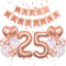 Birthday Decorations Happy Birthday Banner 40inch Rose Gold Number 25 Balloons Rose Gold Confetti Balloons 1" in Diameter Heart Confetti for 25th ...