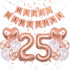 Birthday Decorations Happy Birthday Banner 40inch Rose Gold Number 25 Balloons Rose Gold Confetti Balloons 1" in Diameter Heart Confetti for 25th ...