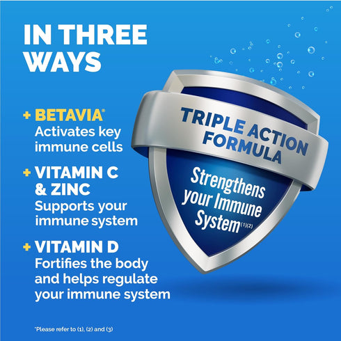 Emergen-C Immune+ Triple Action Immune Support Powder, BetaVia (R), 1000mg Vitamin C, B Vitamins, Vitamin D and Antioxidants, Raspberry – 30 Count...