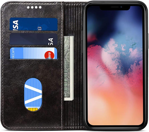 SINIANL Compatible with iPhone 11 Pro Max Leather Case Wallet Folio Case Book Design Magnetic Closure with Stand and ID Holder Credit Card Slots f...