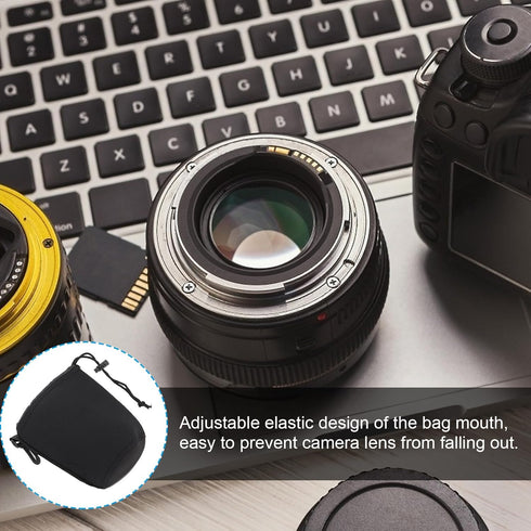 2pcs Camera Lens Bag Camera Lens Accessories Drawstring Lens Case Lens Pouch Bag Camera Lens Case Bag Shockproof Camera Lens Case Bag for Dslr Cam...