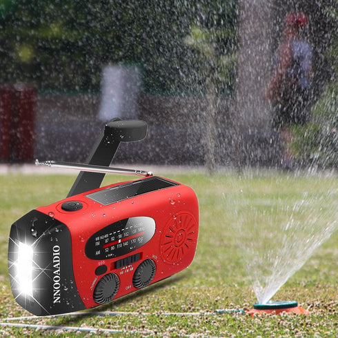 2000mAh SOS Alarm Emergency AM FM Weather Radio, 3LED Type-C Hand Crank Solar Battery Operated Portable Wind Up Radio Flashlight, Cell Phone Charg...