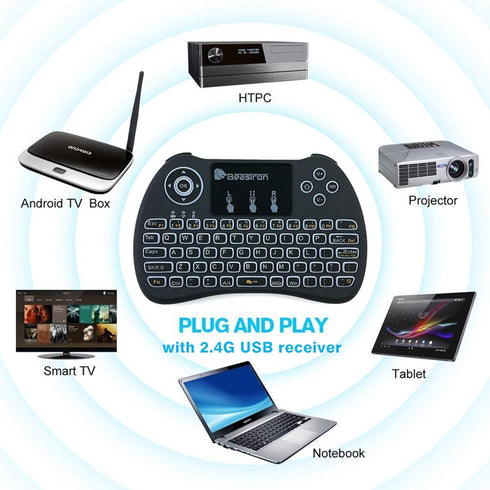Beastron (Upgraded) 2.4G Mini Wireless Keyboard with Touchpad Mouse?QWERTY Keyboard, Backlit Portable Keyboard Wireless with Remote Control for La...