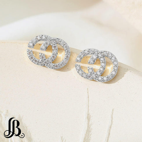 Double C Earrings for Women | Designer Earrings Chic Letter Design Earrings | Lovely Gift - ER-1005-Silver...