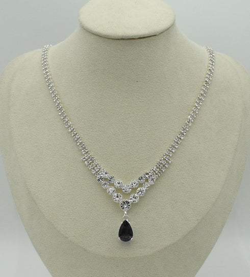 UDYLGOON Teardrop Bride Bridesmaid Crystal Necklace Earrings Jewelry Set for Women Wedding Prom...