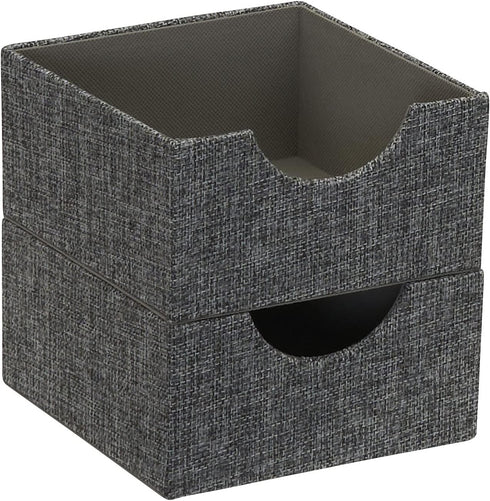 Household Essentials Graphite Small Square Organizer Boxes for Storage | 2pc Set...