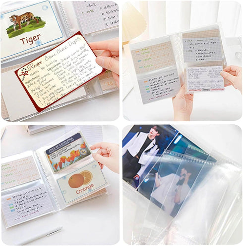BetterJonny 3x5 Index Card Organizer, Index Cards Clear Plastic Holder Organizer Pouches Book Recipe Card Holder Flash Cards Holder, 40 Page Hold ...