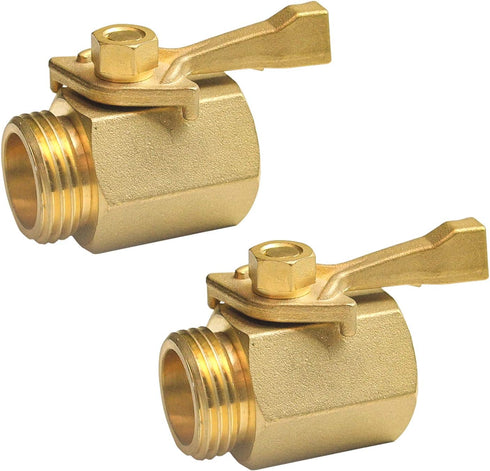Hourleey Brass Garden Hose Shut Off Valve, 2 Pack with 2 Hose Washers Heavy Duty 3/4 Inch Solid Brass Garden Hose Shut Off Valve with 2 Extra Rubb...