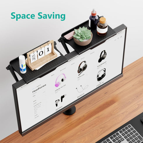 WALI TV Top Shelf 2 Pieces, 8 Inch Adjustable Monitor Top Shelf Screen Storage Computer Screen Shelves Top TV Shelves for Cable Box Media Box Rout...
