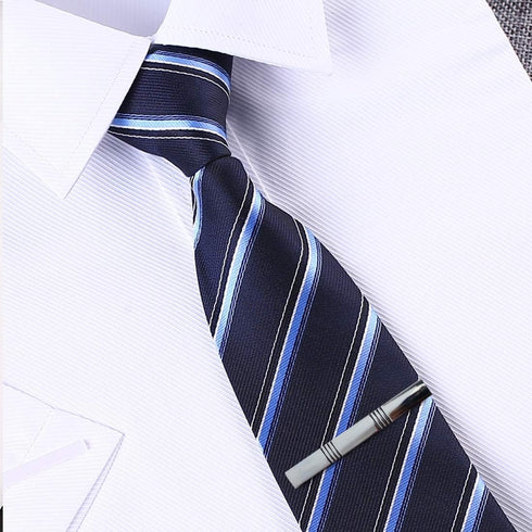 Lystaii 4pcs Tie Tack Pins Tie Clips for Men Father's Day Gift Silver Necktie Bar Pinch Clip Set 2.3 Inch Metal Clasps Business Professional Fashi...