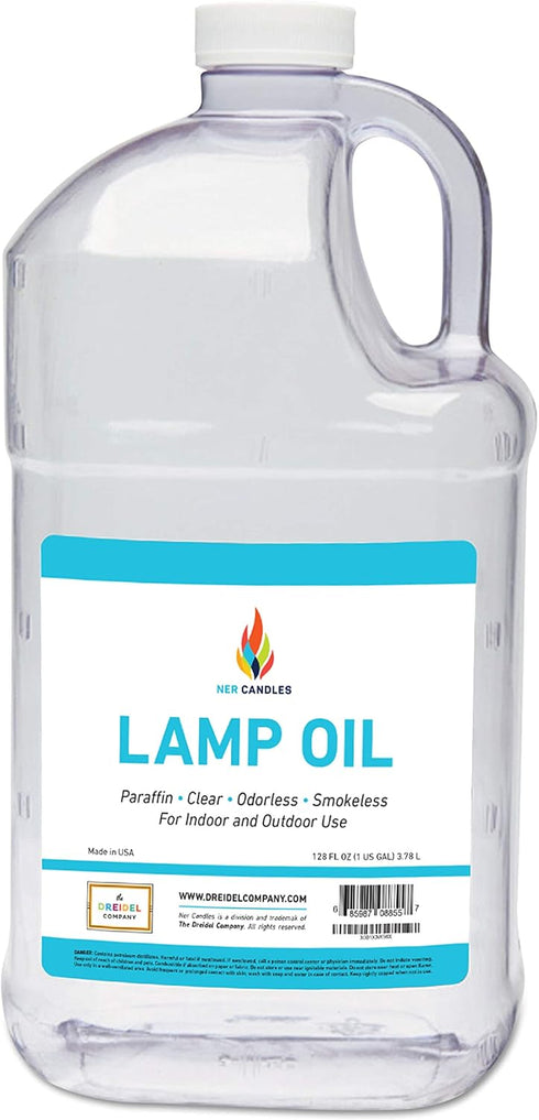 The Dreidel Company Liquid Paraffin Lamp Oil - 1 Gallon - Smokeless, Odorless, Ultra Clean Burning Fuel - Torch Fuel for Indoor and Outdoor Use- M...