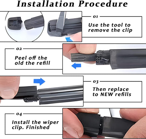 4 Pack Windshield Wiper Blades Refills, DIY Adjustable Car Windscreen Wiper Rubber Strips, Frameless Window Boneless Insert Silicone Strips, Car A...